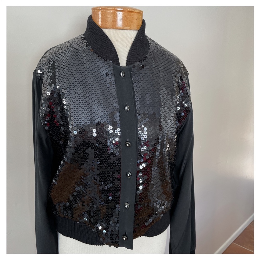 Silk sequin bomber